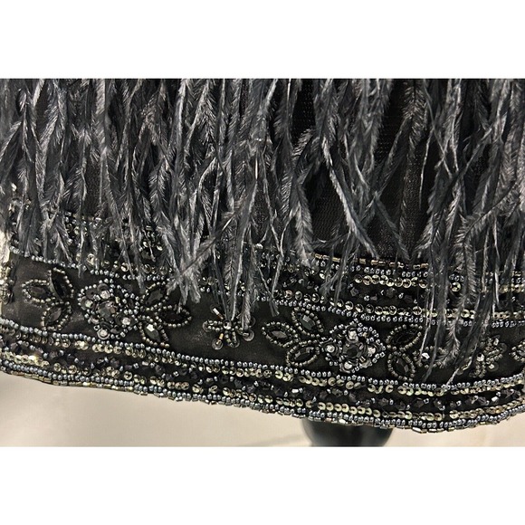 Sue Wong Nocturne Strapless Black Beaded Ostrich Feather Cocktail Dress Size 8 - Picture 7 of 16